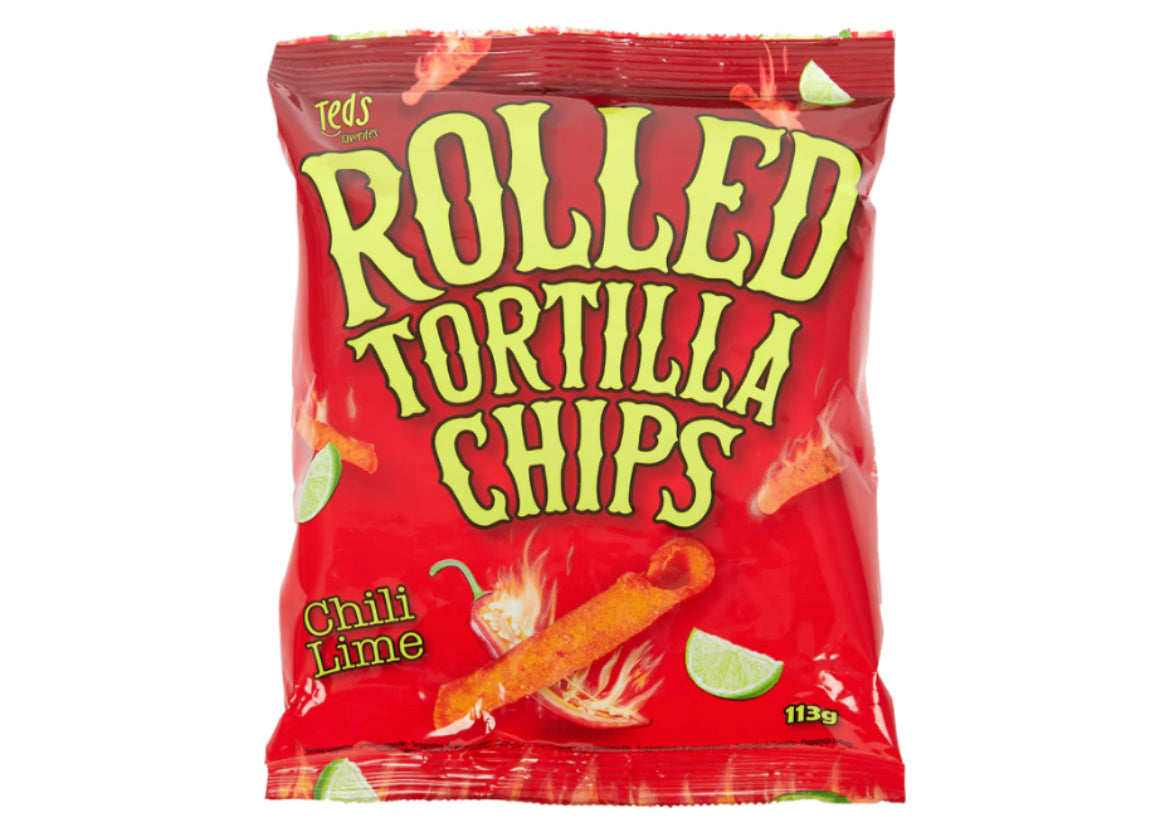 Ted’s Rolled Tortilla Chips Chilli Lime 113g
